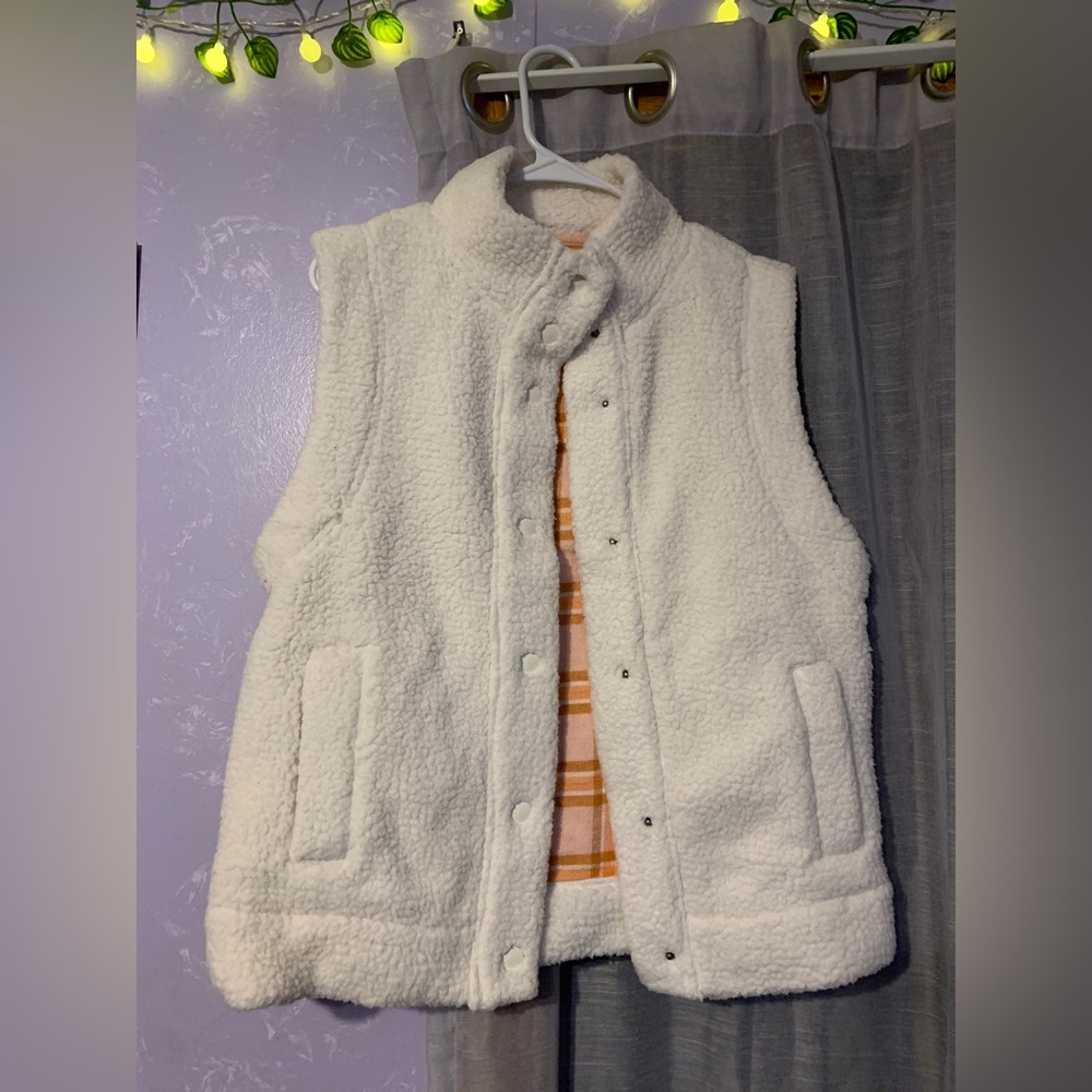Soft white button vest